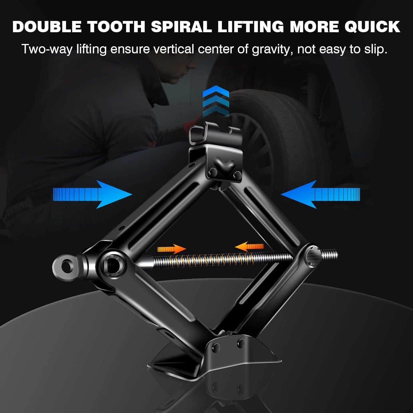 Scissor Jack Car Jack Car Scissor Jack with Hand Crank Portable Repair Tool- 2 Ton/ 4.2-15 Inch(2 Pack)