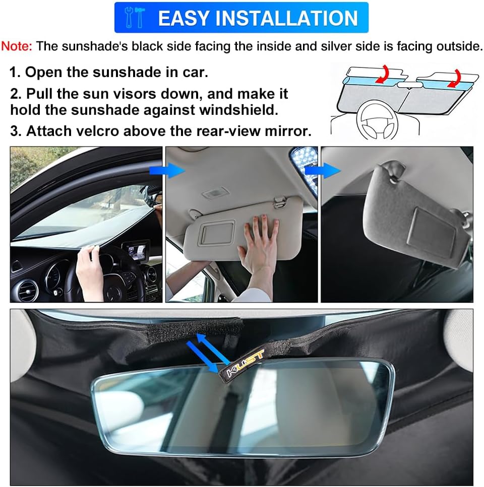 KUST Windshield Sun Shade for Audi Q5 Accessories 2018-2024 2025 2026 Custom Fit Window Shade Sun Visor Protector Foldable Blocks UV Rays Keep Car Cooler