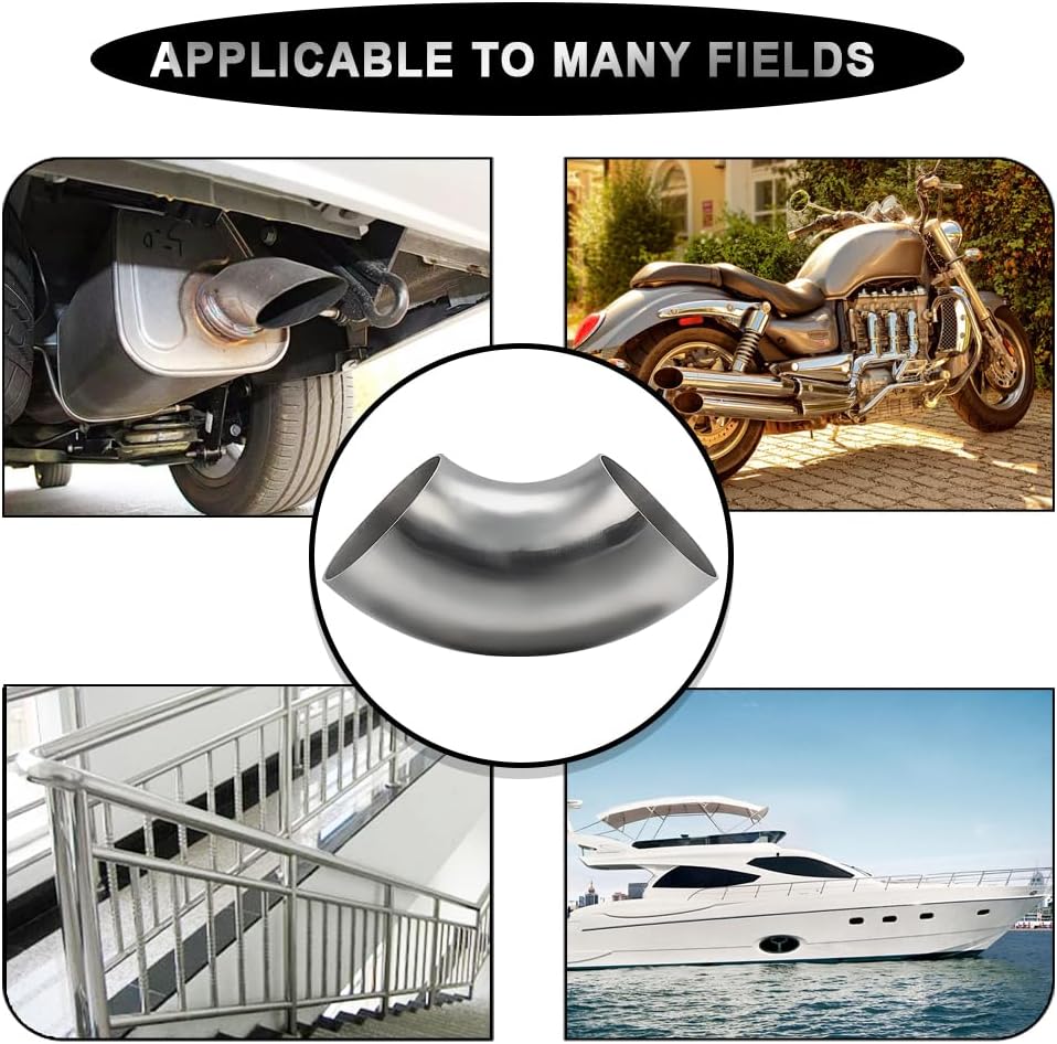 OD 1.5 Inch 90 Degree SS304 Stainless Steel Bend Tube Exhaust Elbow Pipe for Car Modified Exhaust System 1.5" Piping Silver Tone,Stair Handrail (1pcs)