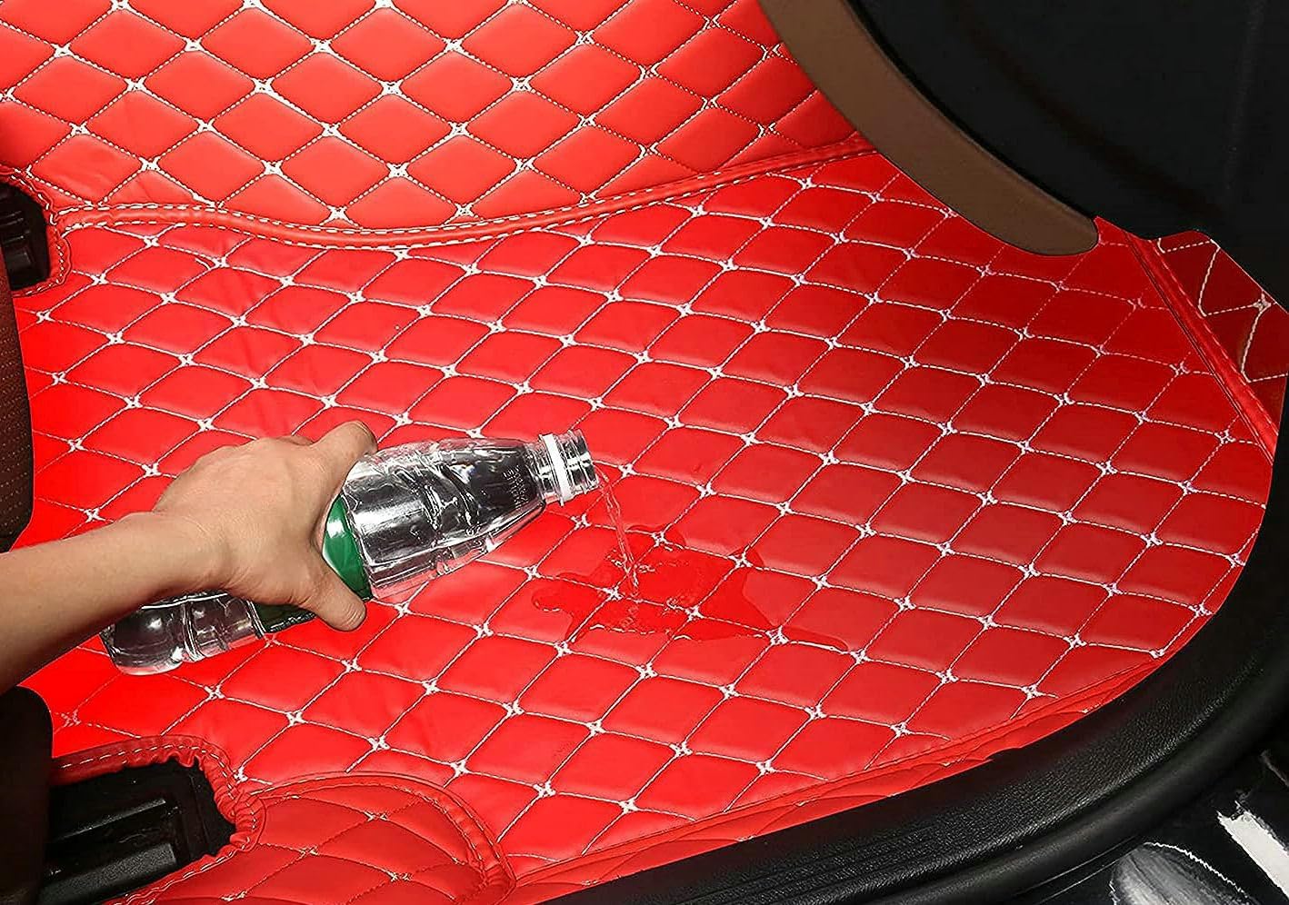 Custom Artificial Leather Waterproof All-Weather Car Floor Mats Fit for 99% Sedan SUV Sports Car Vehicle Car Mat (Beige)