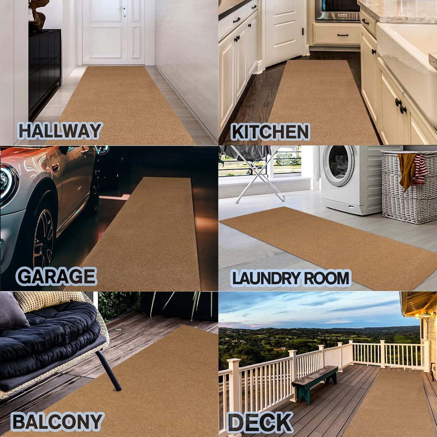 Custom Size Backed Non-Slip Area Rugs Runner, Easy Clean, Waterproof Runner Rugs for Hallway Entryway, Kitchen, Laundry, 4FT x 49FT, Beige