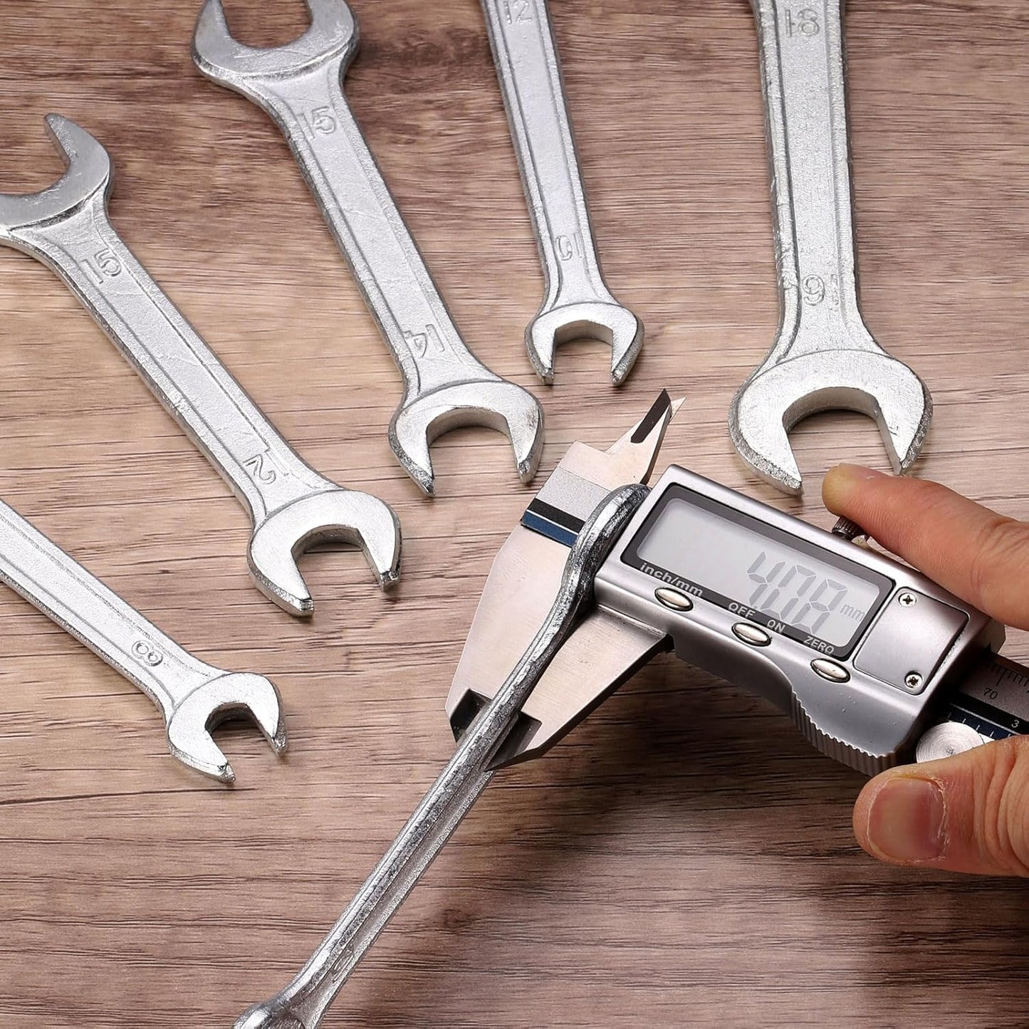 HARFINGTON Double Open End Wrench 7mm x 8mm Metric 15 Degree Offset Angle Small Flat Head Wrench Galvanizing Open Ended Spanner for Automotive Repair Furniture Assembly