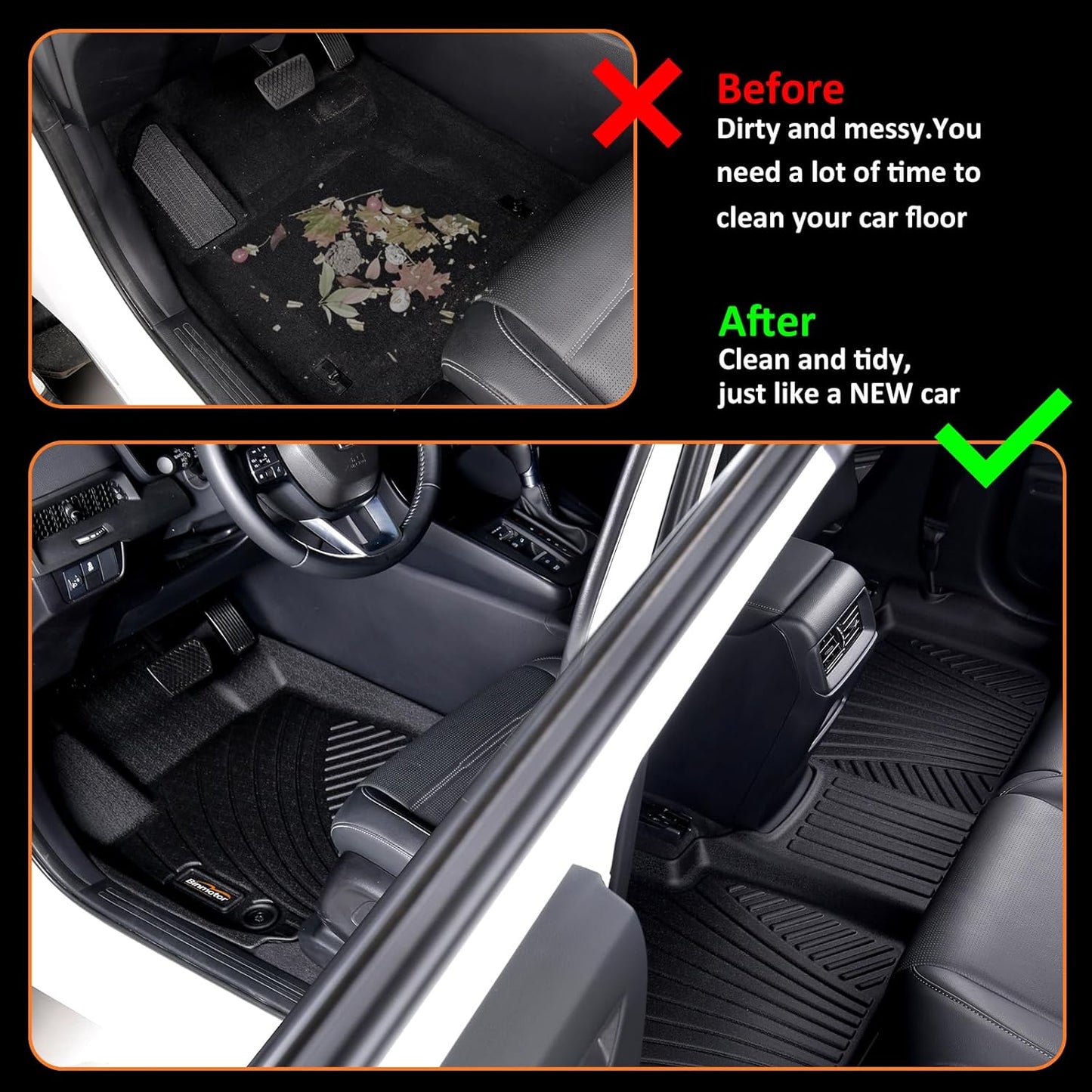 Binmotor-Floor Mats Cargo Liner Set for GMC Terrain 2024-2018丨2018-2024 Chevy Equinox, All Weather Car Floor Mats 2024 GMC Terrain/Chevy Equinox Accessories for Terrain