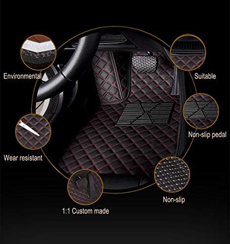 Custom Car Floor Mat Compatible with BMW Mercedes-Benz Toyota Cadillac Lexus Honda Infiniti Nissan Hyundai Kia Audi All Models Cars Sedans SUVs Automotive Mats (Red and Red)