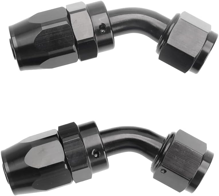 LokoCar 12AN Hose End Fitting 45 Degree Swivel For CPE Braided Hose Black 2Pcs