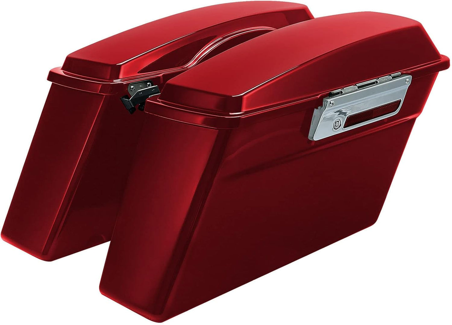 XFMT Red Hard Saddlebags Saddle Bags Trunk W/Chrome Conversion Brackets For Harley Softail Heritage Classic Deluxe 1984-2017