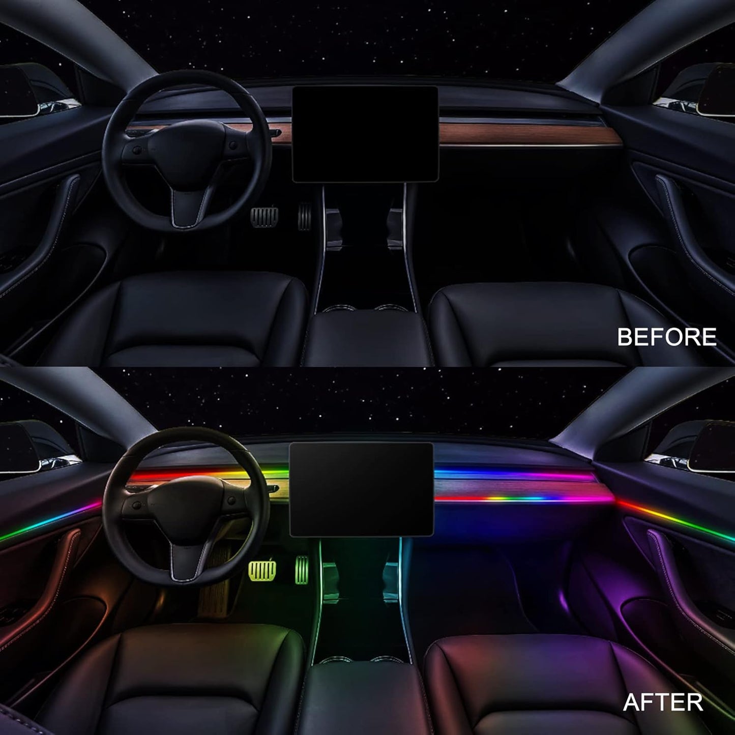Dreamcolor Acrylic Interior Car LED Strip Light 29.5-inch, which fit for dreamcolor main controller connects and sub-controller kit (not including), Not applicable dreamcolor 5 in 1(single controller)