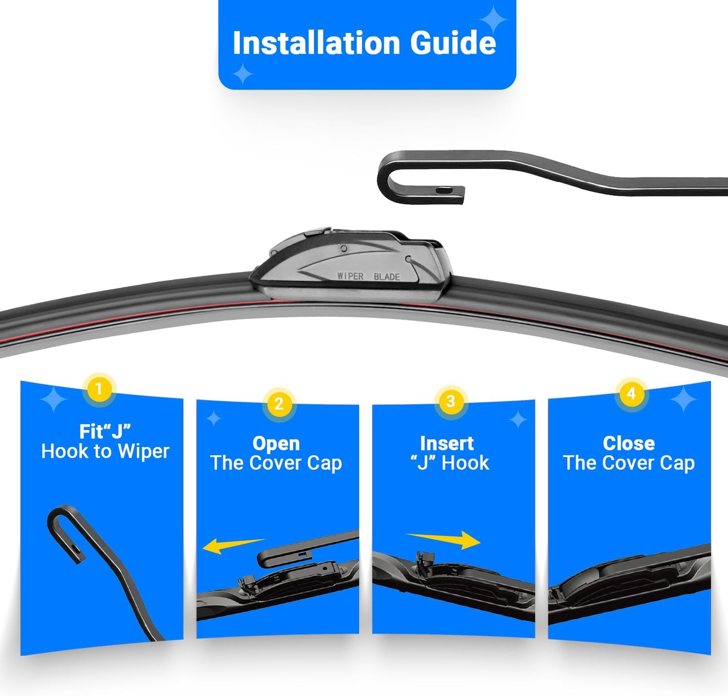 Windshield Wiper Blades Replacement for 2014-2023 Jeep Cherokee Original Factory Quality Front Rear Wipers Blade Set for My Car - 26" 18" 14" (Pack of 3)