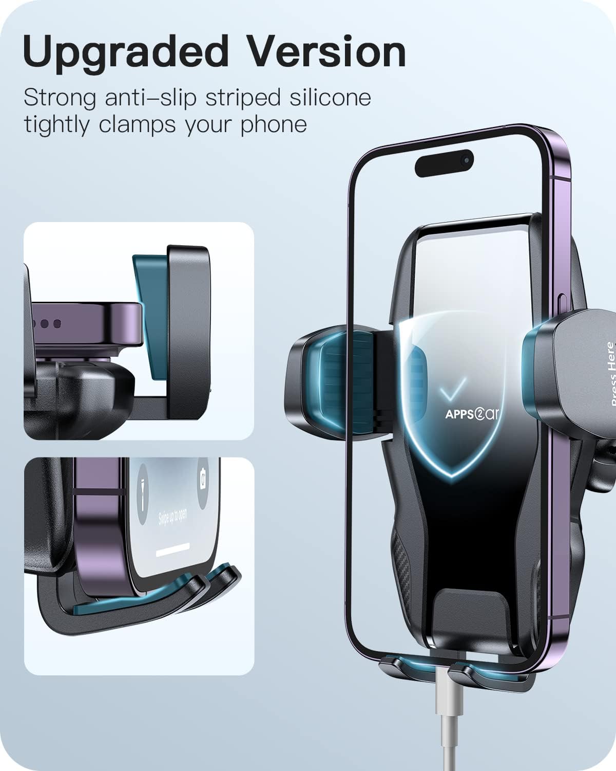 APPS2Car Phone Holder for Car Windshield/Dashboard/Window, Cell Phone Mount for Car Truck, Compatible with iPhone, Samsung, Google, LG and More