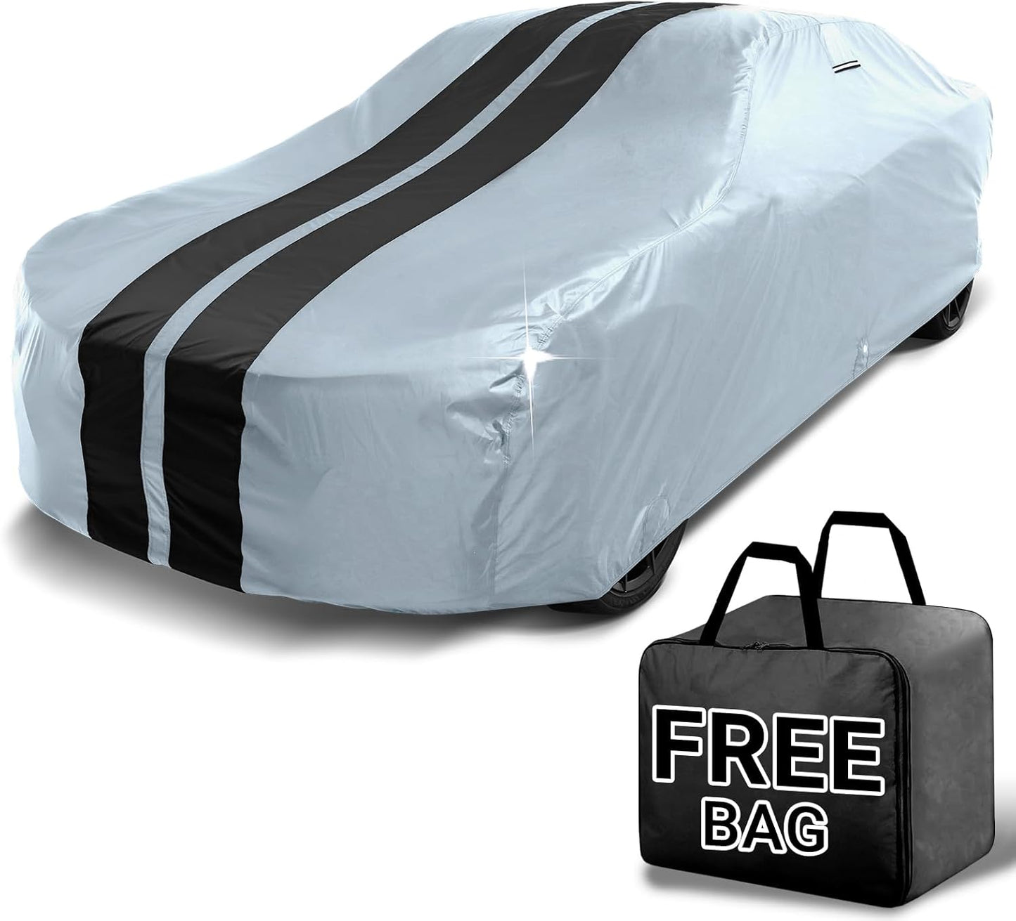 iCarCover Custom Car Cover for Chevy Nomad Wagon (1958-1961) Waterproof All Weather Rain Snow UV Sun Protector Full Exterior Indoor Outdoor Car Cover (Stripe - Gray/Black)