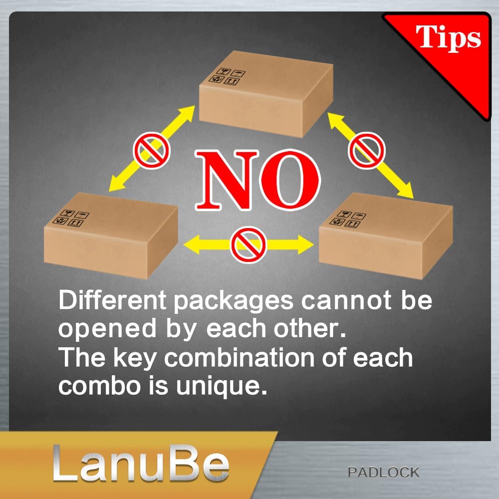 LanuBe Lock Laminated keyed Padlock (1-9/16", 40mm), keyed Alike Locks, Long Shackle,Marked Black Plastic Hoop, Pack of 120