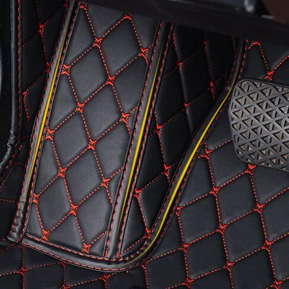 Custom All-Weather Protection Luxury Leather Floor Mats for Cars SUVs Trucks According Anti-Slip Leather Floor mats ﻿ (27,Beige and Red Beige)