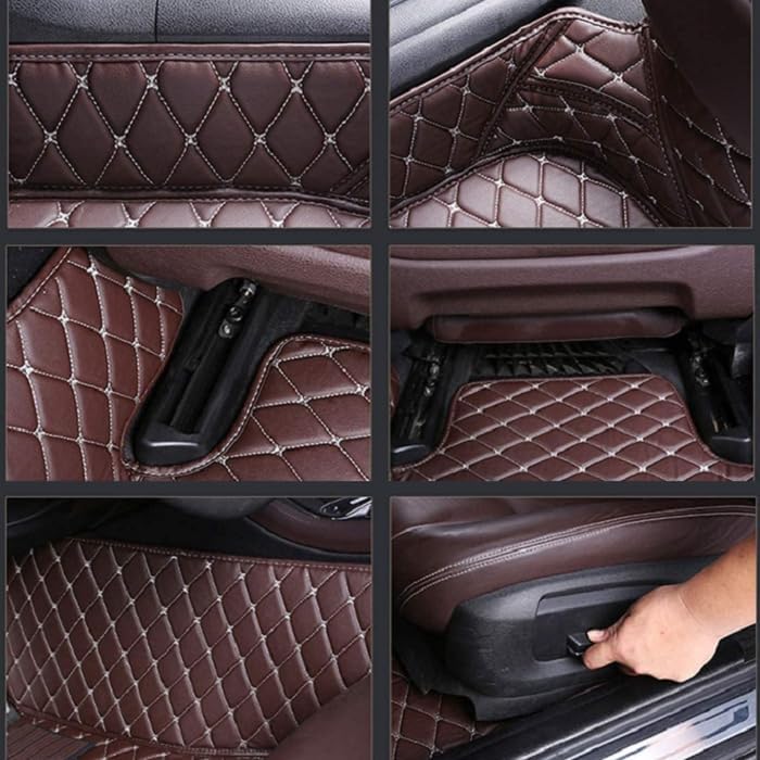 Customized Personalized car Floor mats, All-Weather Luxury car Floor mats, Waterproof and Anti Slip Leather car Floor mat Lining, 95% Customized car, Truck, and SUV Floor mats (Border White Stripe)