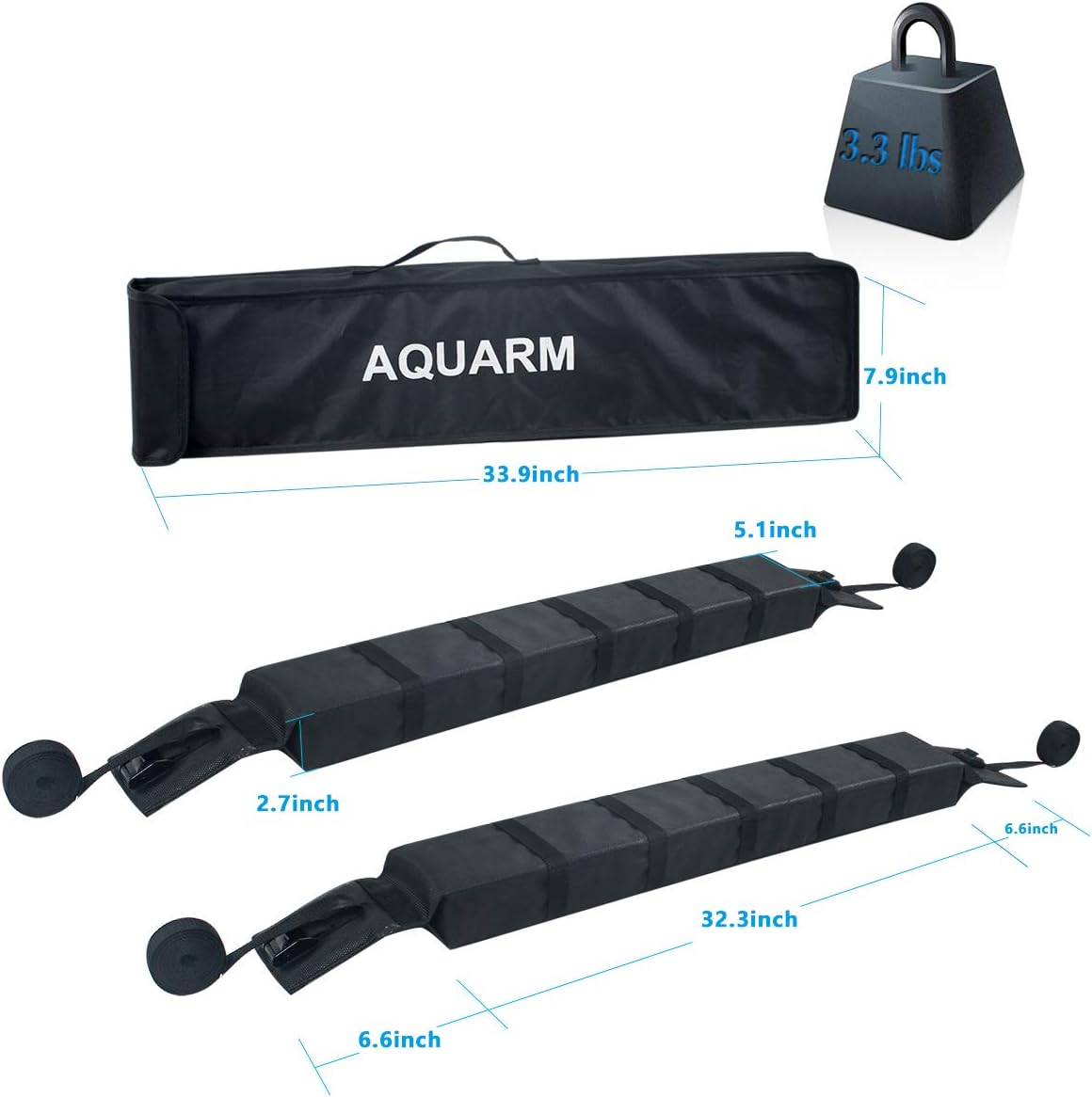 Kayak Roof Rack Pads Deluxe Upgrade Universal Car Soft Roof Rack for Canoe/Paddle Board/SUP with Adjustable Steady Tie-Down Straps/Ropes/Hooks/T-Straps and Storage Bag