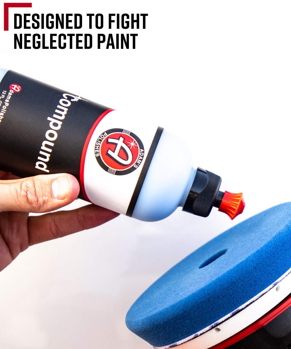 Adam's Paint Correcting Compound 12oz - Silicone-Free, Body Shop Safe, Low-Dust Formula - Heavier-Cut for Faster, Stronger Correcting for Clear Coat, Gel Coat, Single Stage Finishes