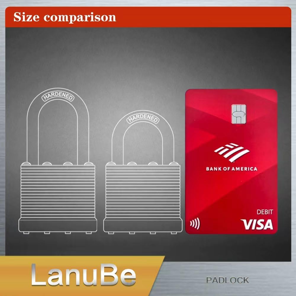 LanuBe Lock Laminated keyed Padlock (1-9/16", 40mm), keyed Alike Locks, Long Shackle,Marked Black Plastic Hoop, Pack of 120