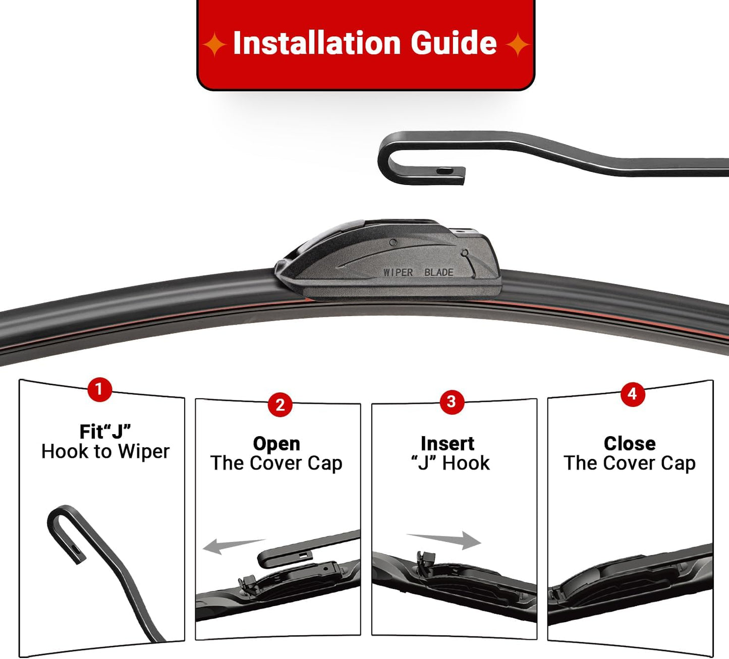Windshield Wiper Blade Set Replacement for 2006-2011 Mini Cooper and Rear Windshield Wiper Blade-19"/18"/10" (Set of 3) U/J HOOK