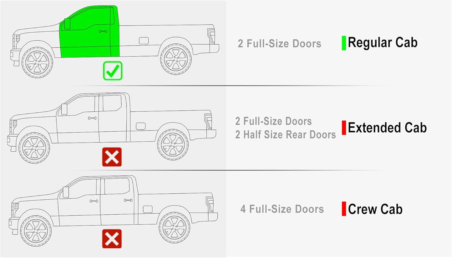 APS Black Stainless Steel Running Boards Style Compatible with Ford F150 2015-2025 Regular Cab & F-250 F-350 Super Duty 2017-2025 (Side Steps Side Bars) 6in Wide