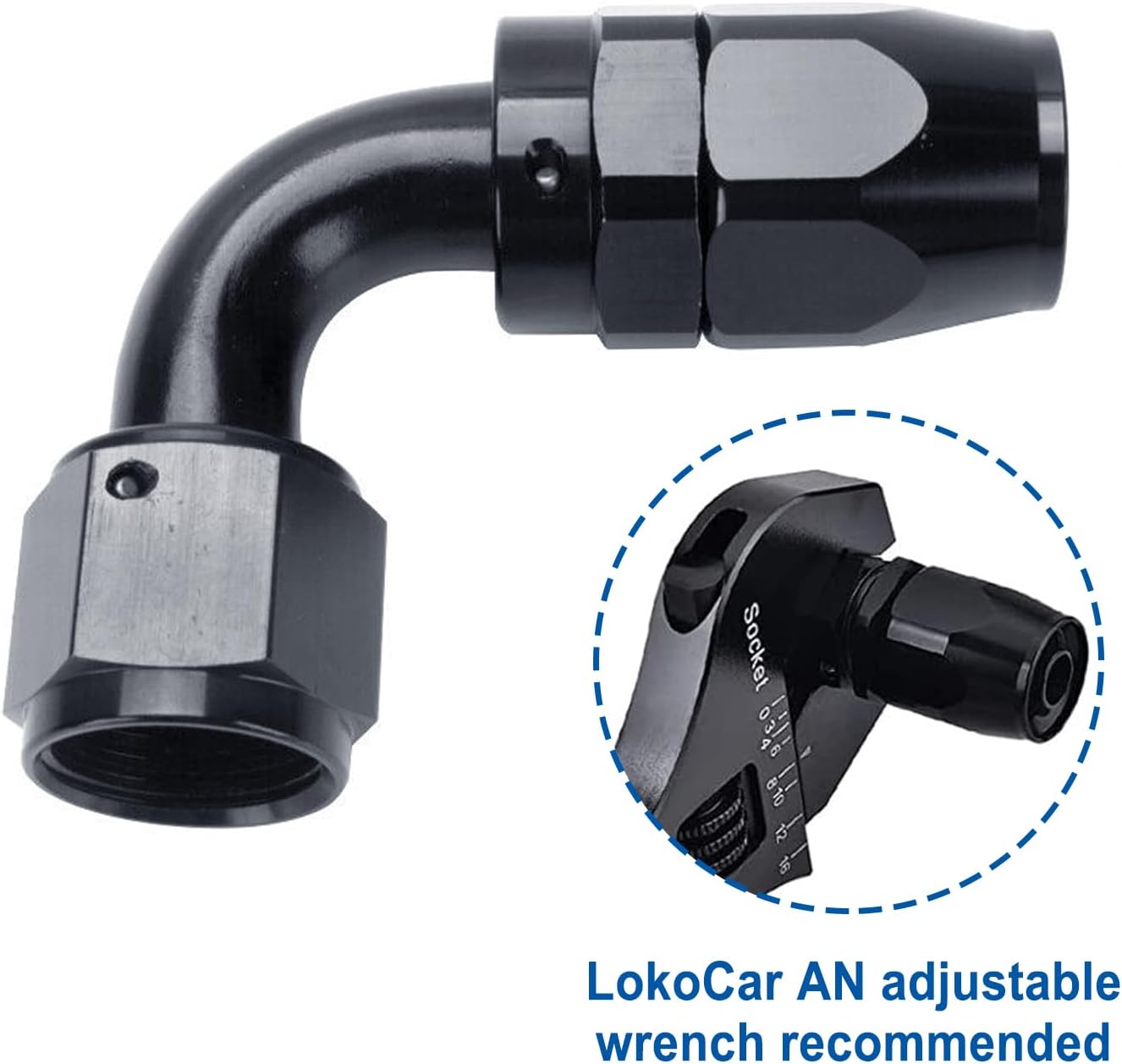 LokoCar 10AN Hose End Fitting 90 Degree Swivel For CPE Braided Hose Black 2Pcs