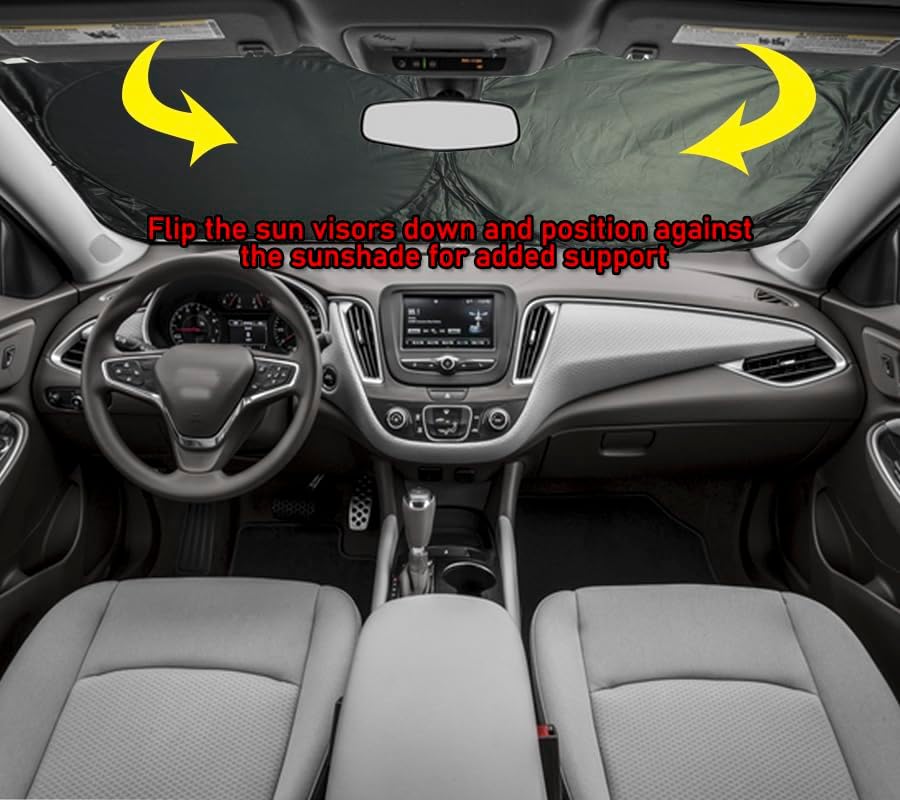 Gven Windshield Sun Shade 2025 Windshield Cover Sun Shade Automotive Interior Sun Protection Front Windshield Car Eyes Sun Visor Protector Blocks UV Rays Keep Your Vehicle Cool (Black, XL)