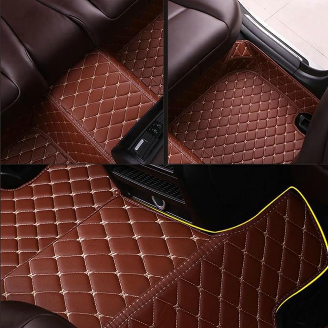 Custom Personalized Floor Mats for Cars，Luxury Full Coverage All Car Floor Mats，Anti-Slip Leather Car Mat Set ，Custom Floor Mats for 99% of Cars, Trucks & SUVs. (Sky Blue)