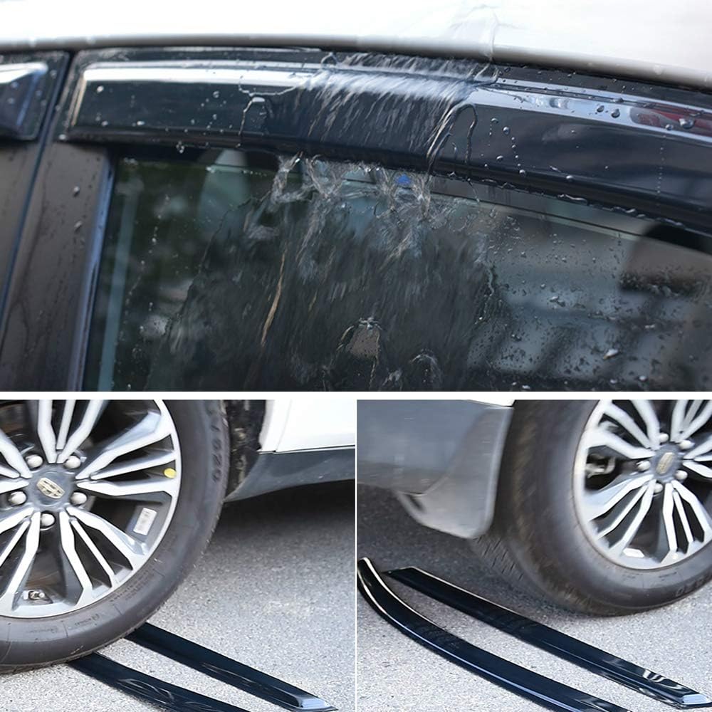 94428 Side Window Visors Wind Vent Deflectors Compatible with 2002-2007 Jeep Liberty, 4pcs Out-Channel Good Looking Dark Smoke Tape-On Rain Guards Set