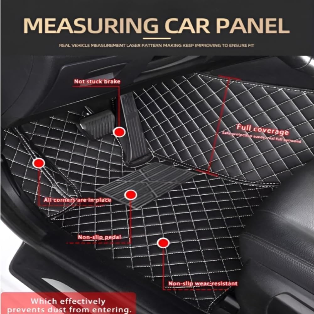 Add Personal Touch to Your Vehicle with IMEISH Customizable Logo Text Car Mats for 99% of vehiclesPads Protection Non-Slip Leather Floor Liners (Beige Stripe)