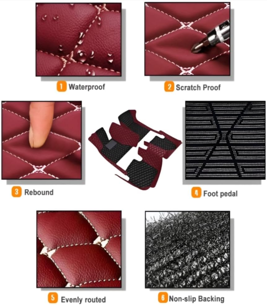 Add Personal Touch to Your Vehicle with IMEISH Customizable Logo Text Car Mats for 99% of vehiclesPads Protection Non-Slip Leather Floor Liners (Black and White)