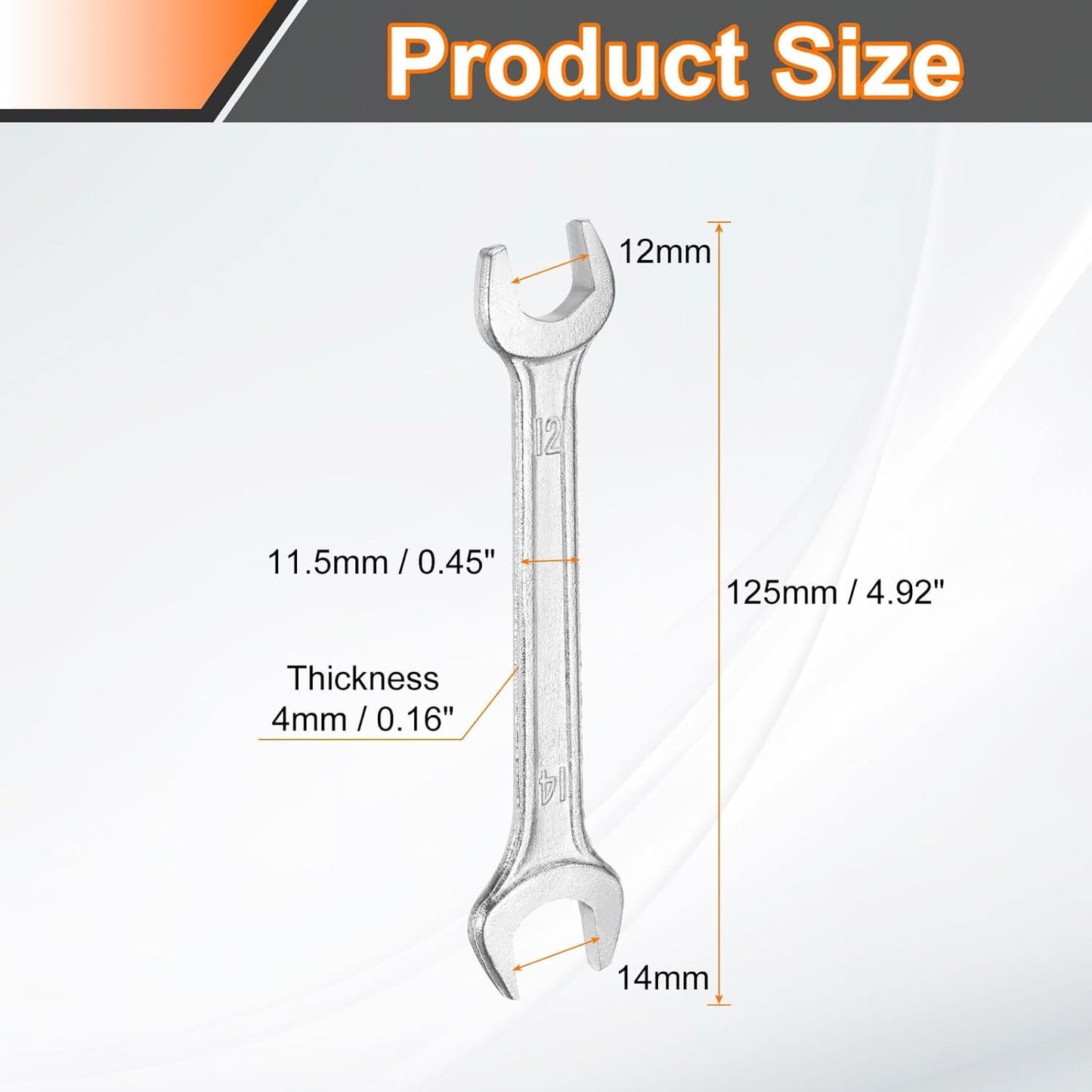HARFINGTON 2pcs Double Open End Wrench 12mm x 14mm Metric 15 Degree Offset Angle Small Flat Head Wrench Galvanizing Open Ended Spanner for Automotive Repair Furniture Assembly