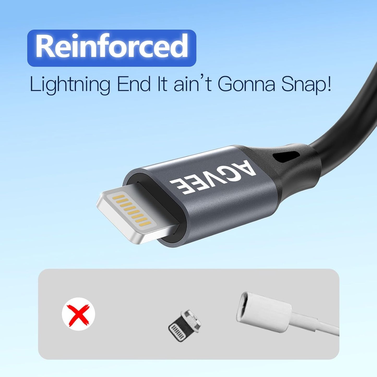 AGVEE 3ft Coiled Short USB to Lightning Charging Cable [MFI Certified] 3A Fast Charger Cord in Car for iPhone 14/13/12/11/XS/8/7/6/5 CarPlay, iPad, iPod, Dark Gray
