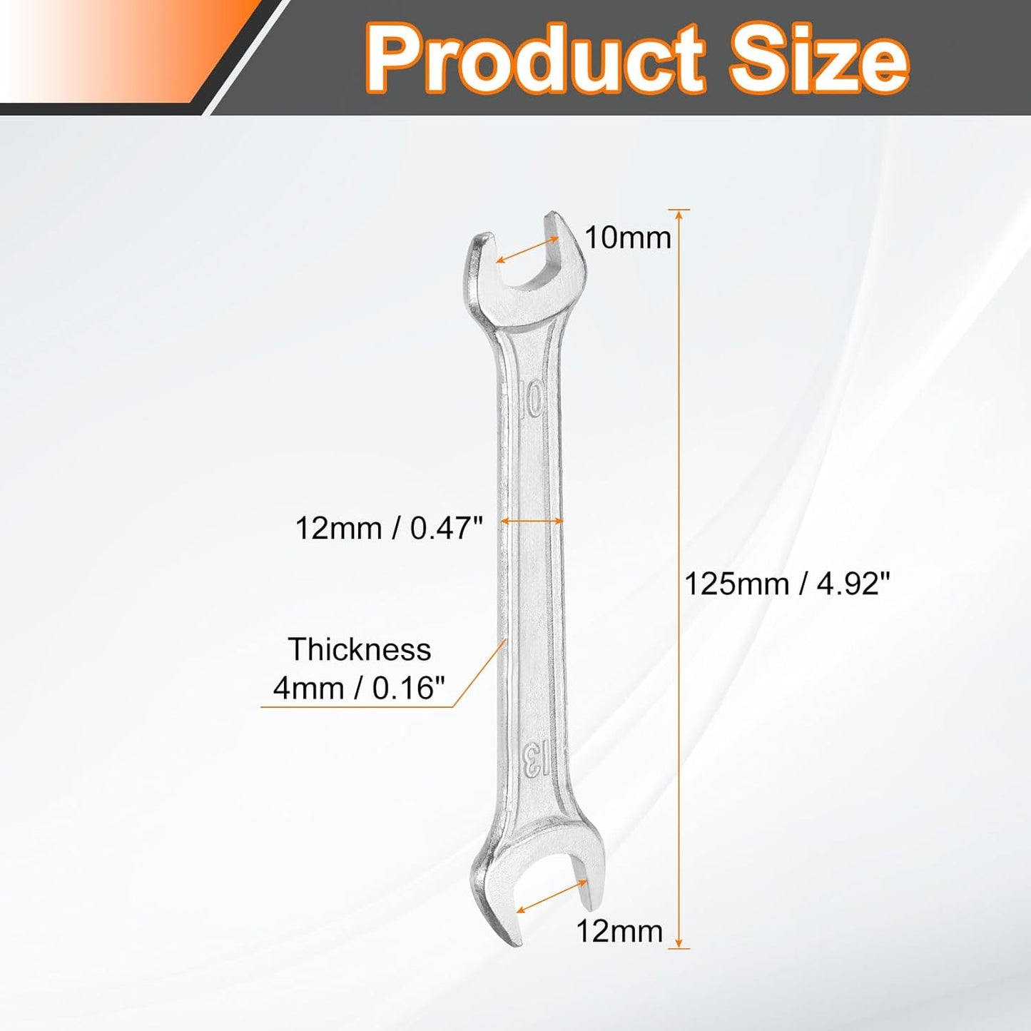 HARFINGTON Double Open End Wrench 10mm x 12mm Metric 15 Degree Offset Angle Small Flat Head Wrench Galvanizing Open Ended Spanner for Automotive Repair Furniture Assembly