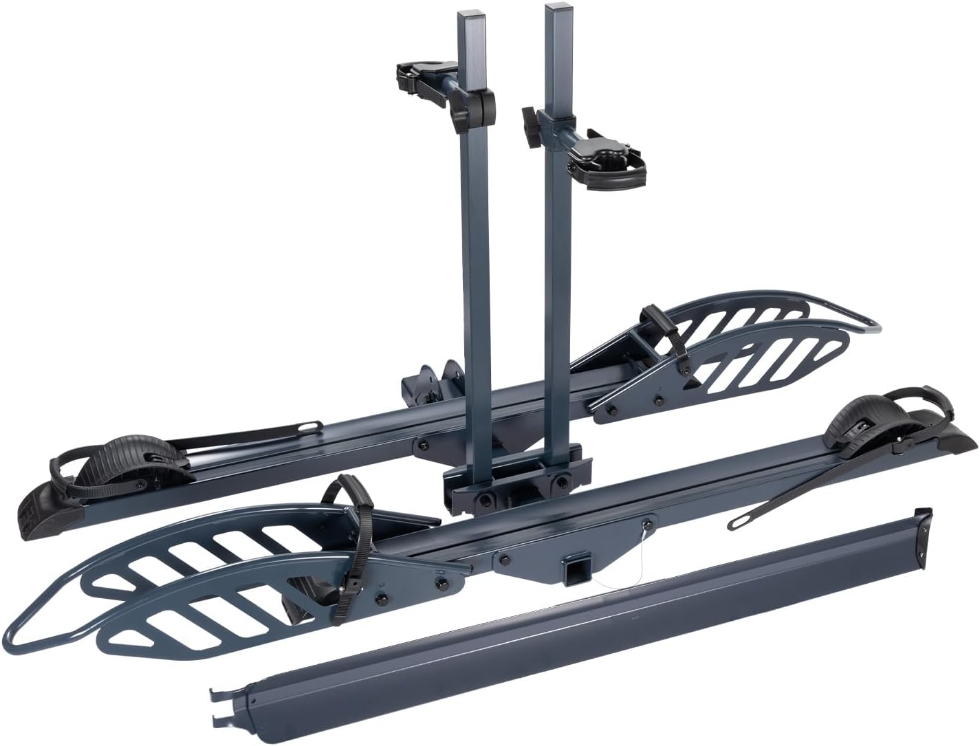 CyberRack E2 Hitch 2 E-Bike Rack with Ramp,200 lbs Capacity Electric Bike Carrier Foldable Platform Mount, Up to 5-inch Fat Tire Bicycle for 2'' Receiver Cars Trucks SUVs Minivans RV, Trailer