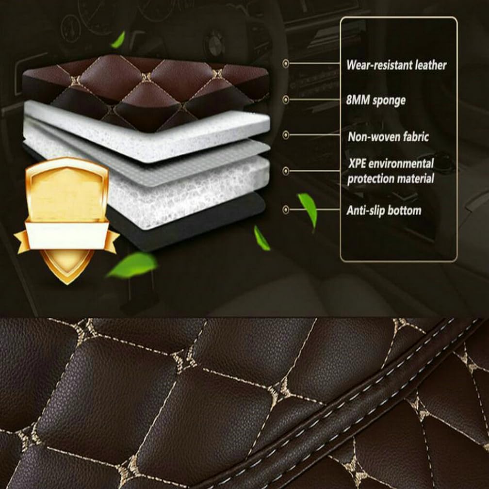 Customized Personalized Car Mats - All Weather Men's and Women's Floor mats Suitable for 99% of vehiclesPads Protection Non-Slip Leather Floor Liners (Black)
