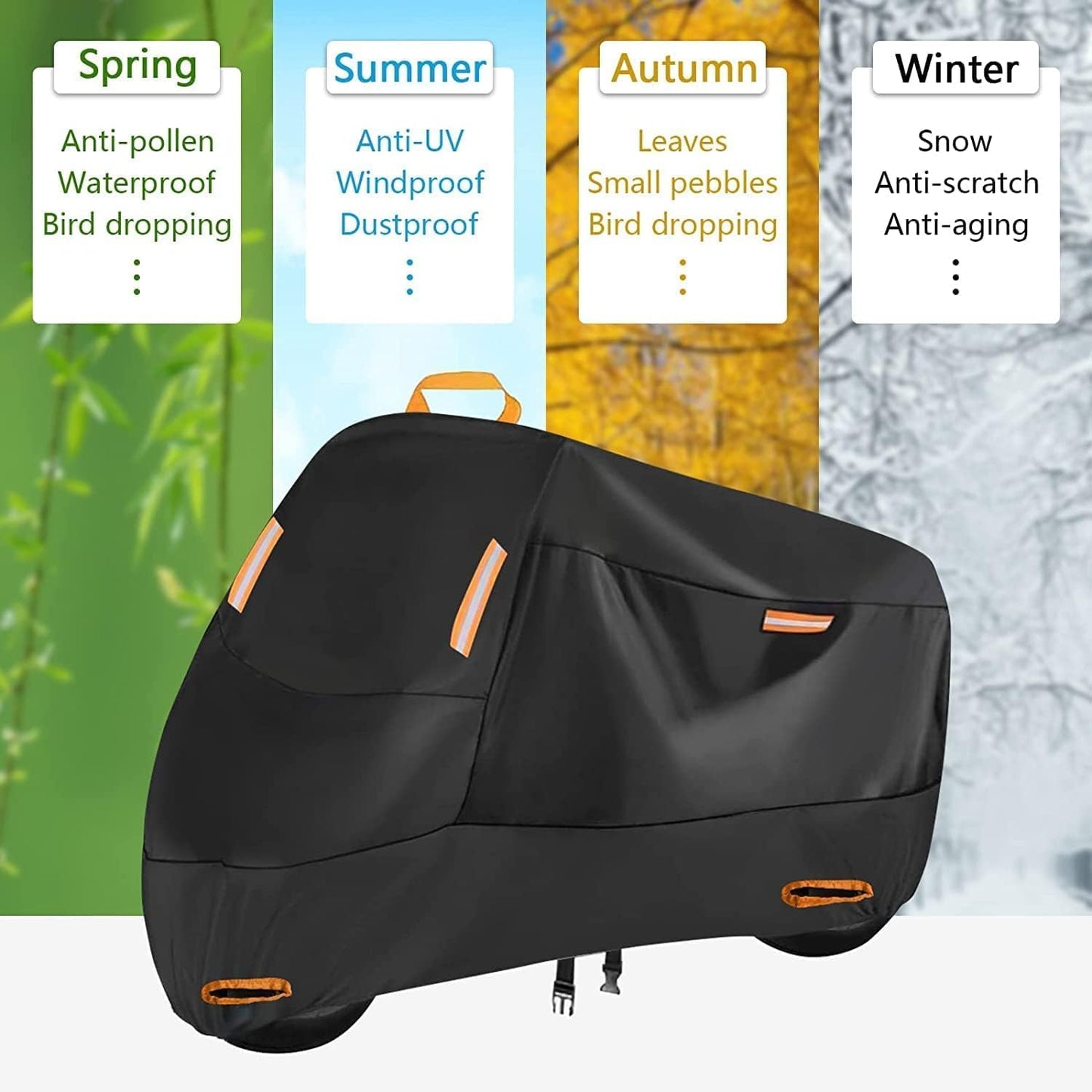 Bike Cover Outdoor Storage Waterproof for 1 Bike, 300D Oxford, Lock Holes, Reflective, Windproof Buckles, Bike Tarp for Mountain Road City Electric Bicycle (S: 68" x 33" x 39")