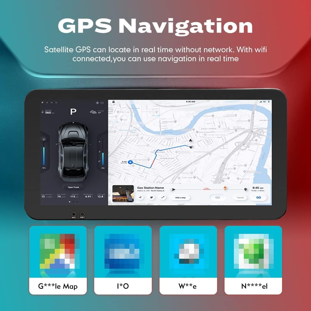 Kunfine Car CarPlay Android Auto Navigation Stereo GPS Radio Camera Display 10.33" QLED Touchscreen Headunit Tablet Media Player for Peugeot 301 2013-2022, if Applicable Quad Core 1G+32G Matte Black
