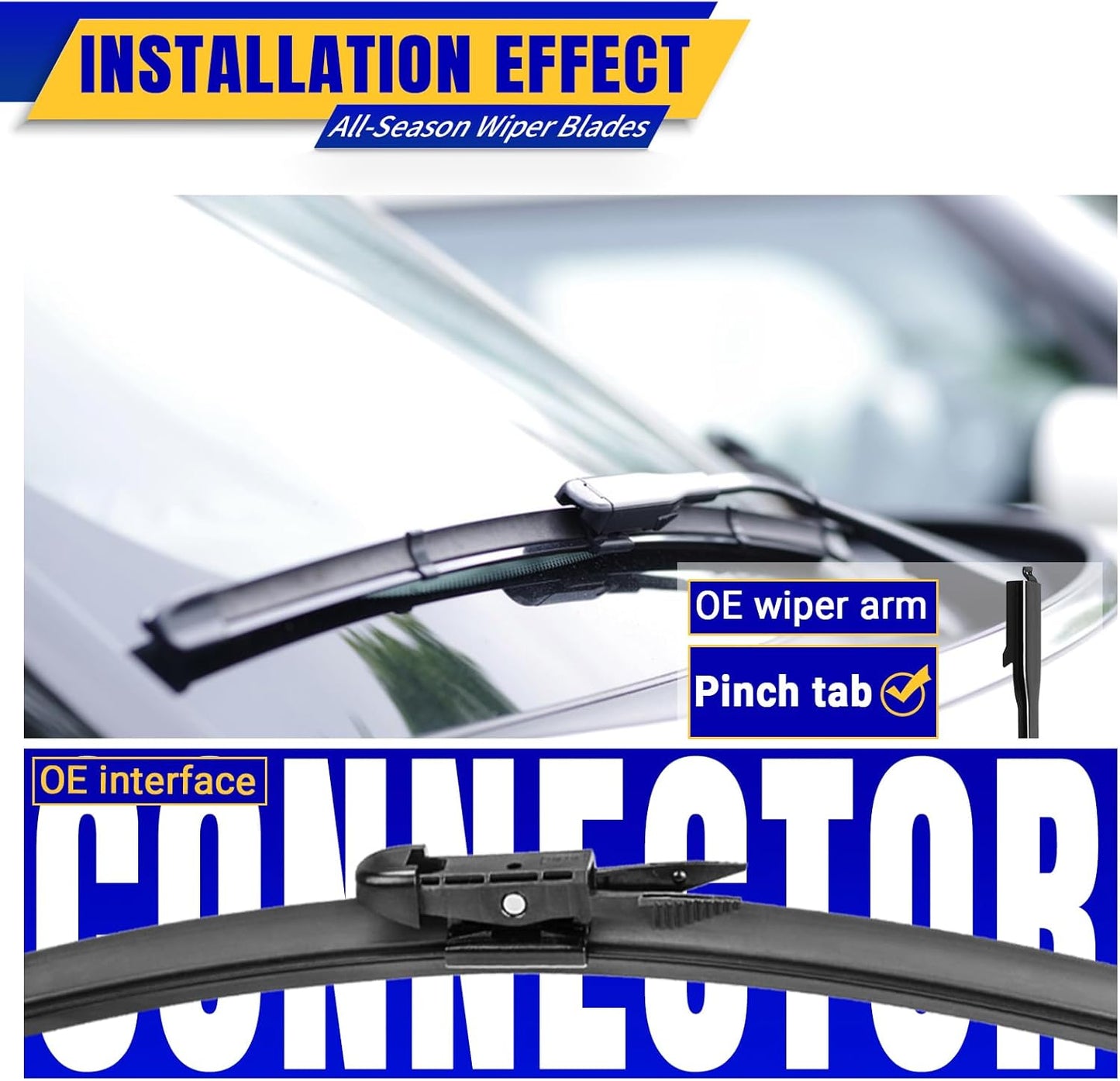 3 wipers Replacement for 2008-2012 Ford Escape, Windshield Wiper Blades Original Equipment Replacement - 20"/20"/12" (Set of 3) Pinch Tap