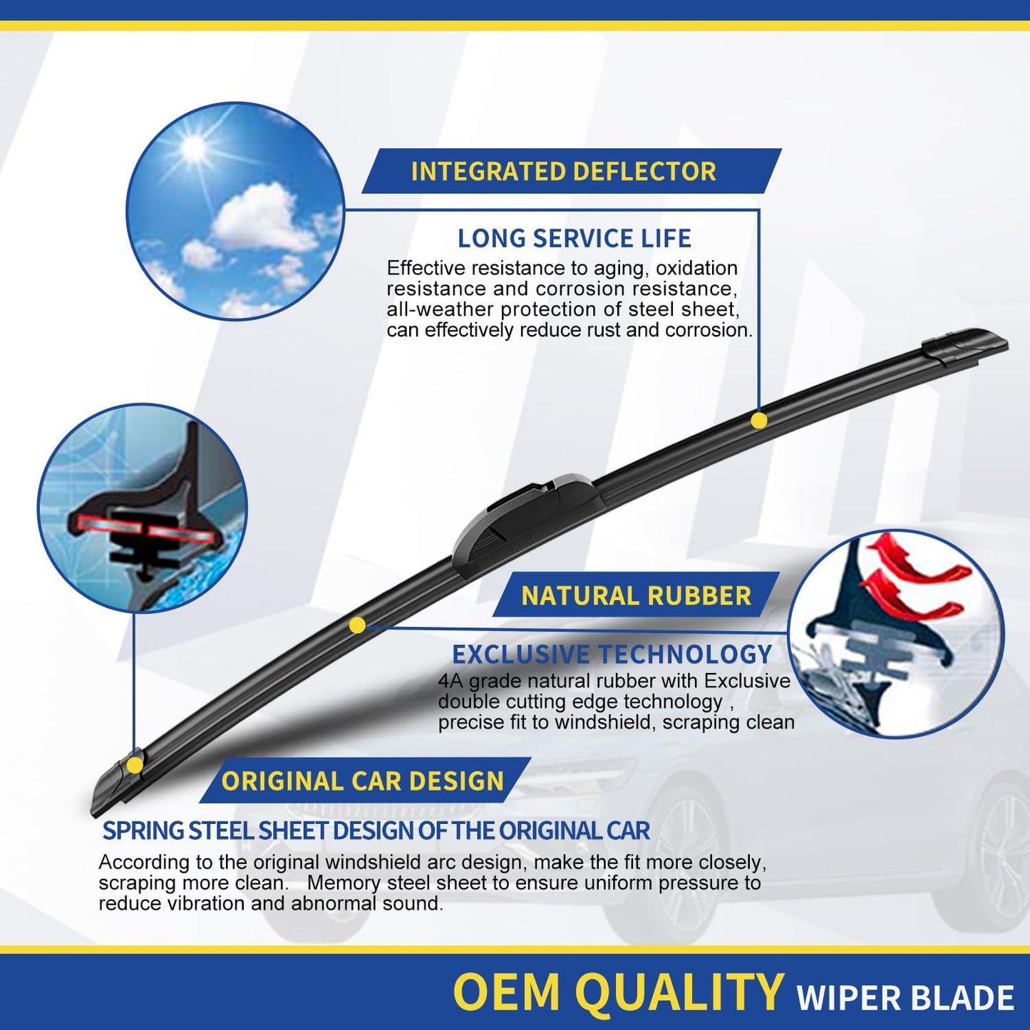 3 wipers Replacement for 2009-2018 2019 2020 Dodge Journey, Windshield Wiper Blades Original Equipment Replacement - 24"/19"/12" (Set of 3) U/J HOOK