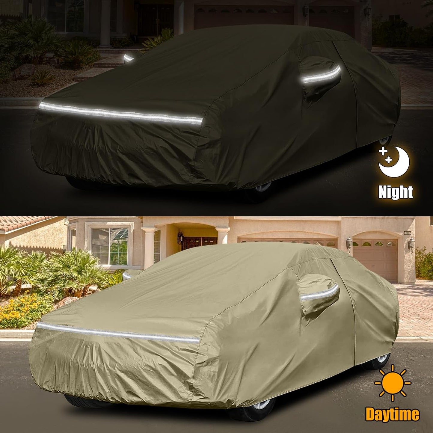 Waterproof Car Covers Replace for 2004-2025 Toyota Prius, Multilayer Heavy Duty with Cotton Liner All Weather Custom-fit Car Cover with Zipper Door, Windproof Bands for Snow Rain Dust Protection