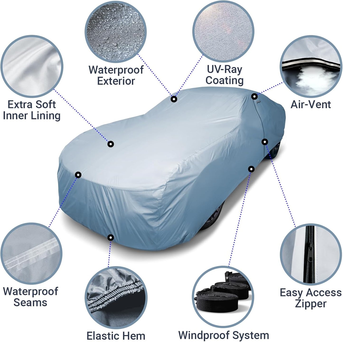 iCarCover Premium Car Cover for 1961-1963 Buick Skylark Heavy Duty Waterproof All-Weather Automobiles Custom Fit Indoor Outdoor UV Snow Protection Covers with Straps and Bag