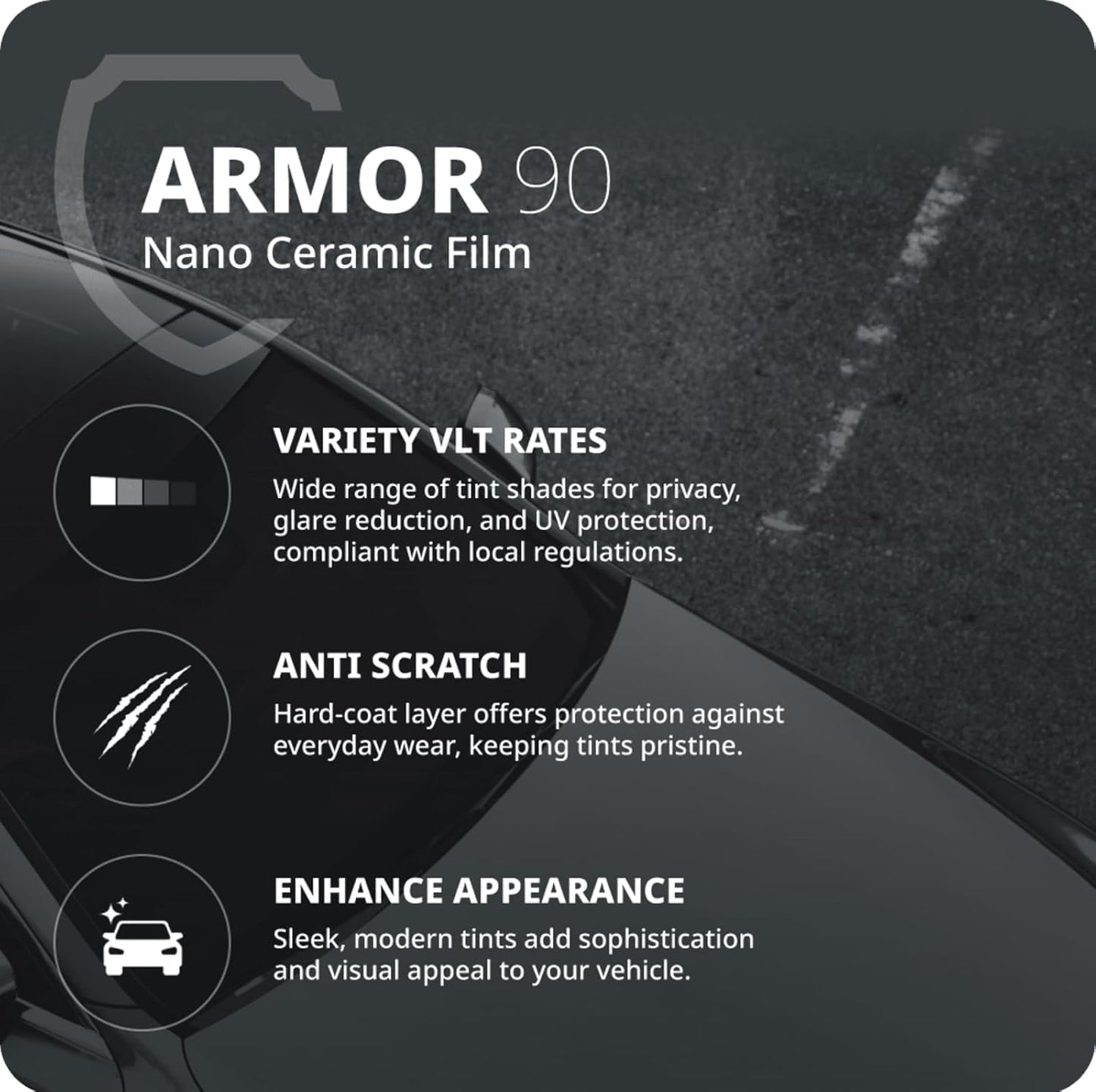 Nano Ceramic Window Tint Film for Cars - 2 Ply Scratch Resistant with Heat Control and UV/IR Rejection (70% VLT, 60inx100ft), OWFCR-10006