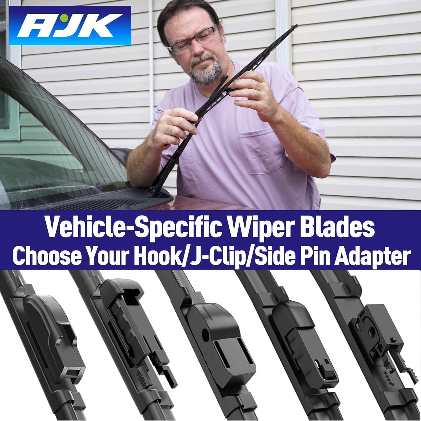 AJK Wiper Blades for Jeep Cherokee 2014 2015 2016 2017 2018 2019 2020 2021 2022 2023, 2 Piece All Weather OEM Quality Automotive Replacement Windshield Wiper Blades for My Car
