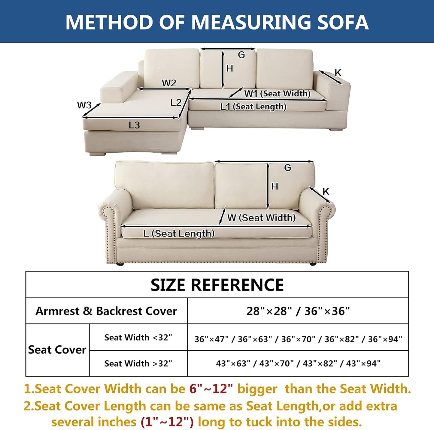 Eismodra Couch Cover,Sectional Couch Covers,Sofa Covers for 3 Cushion Couch,Anti-Slip Sofa Slipcovers for Dogs Cats Kids Loveseat Recliner L Shaped Armrest Backrest,Blue 36''x70''(Only 1 Piece)
