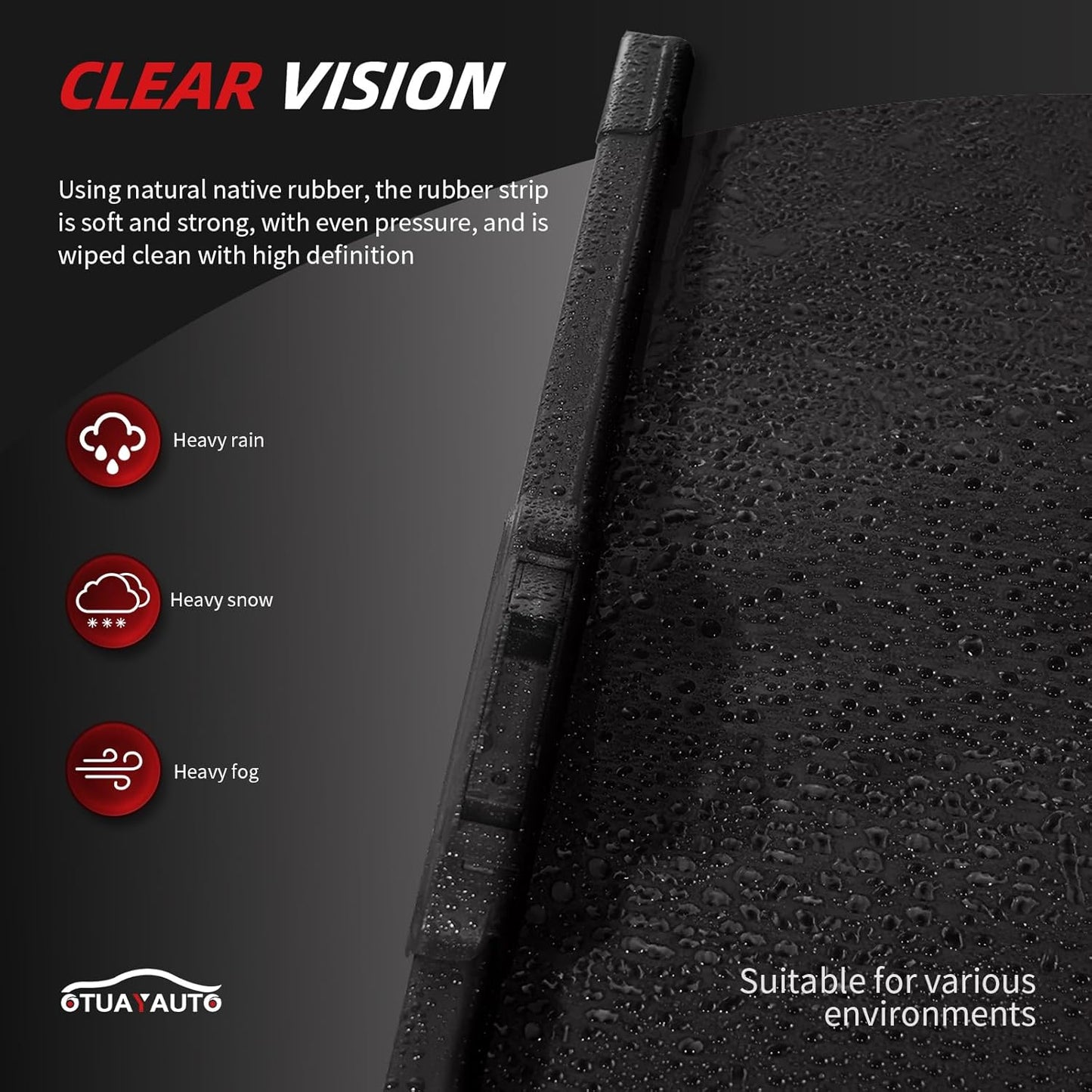 OTUAYAUTO Premium Windshield Wiper Blades - Replacement for Honda CRV CR-V 2017-2022 - Precision Fit, All-Weather Performance, Front and Rear Wiper Blades, U Hook - 26"+17"+12" (Pack of 3)