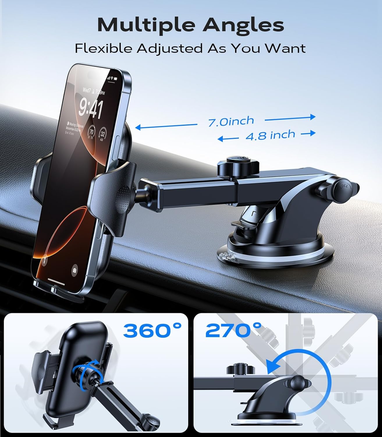 VICSEED [True Strongest Suction] [Pro Rally Racing-Grade] Phone Holders for Your Car 2025 Upgraded Car Phone Holder Mount Truck Stand Cradle for iPhone 16 Pro Max Samsung All Phones, Light Blue