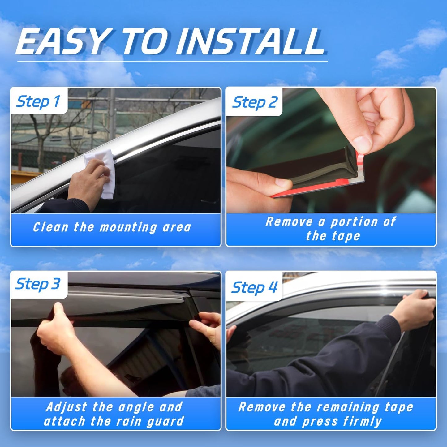 Window Visors Rain Guards Fit for 2009-2018 Dodge Ram 1500, 19-23 1500 Classic Crew Cab Only, 10-24 Ram 2500/3500 Crew Cab & Mega Cab