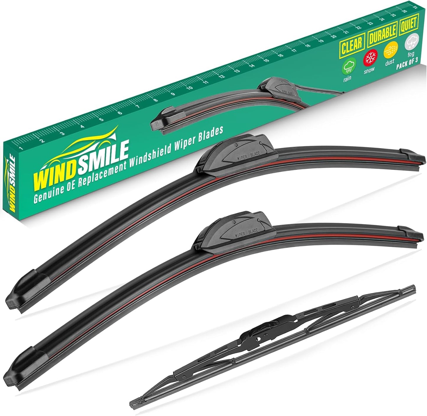 24" 18" 12" Windshield Wiper Blades Replacement for GMC Terrain 2018 2019 2020 2021 Premium All Weather Front Rear Wipers Set - OEM Quality (Pack of 3)