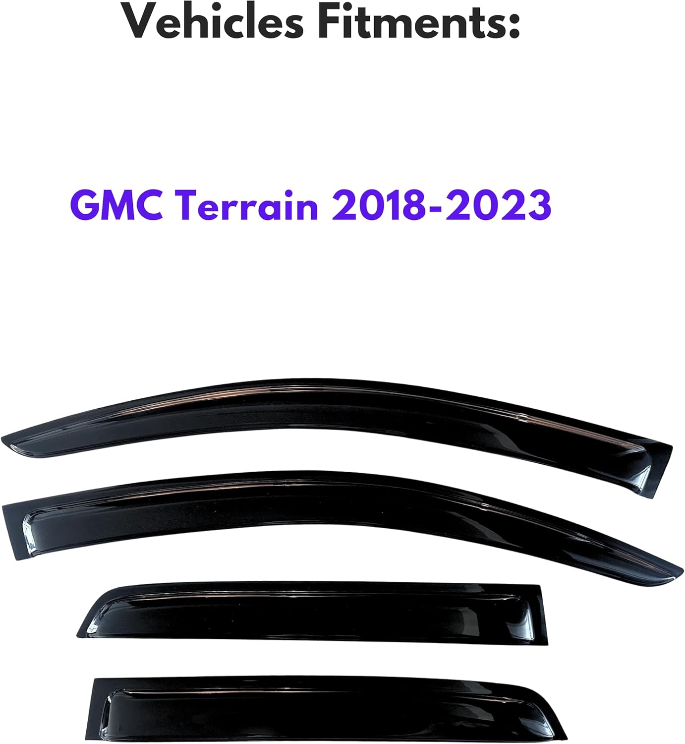 KPY Window Visor Compatible with GMC Terrain 2018-2023, 4PC Rain Guard Side Window Vent Deflectors Tape-On Style, 2018 2019 2020 2021 2022 2023