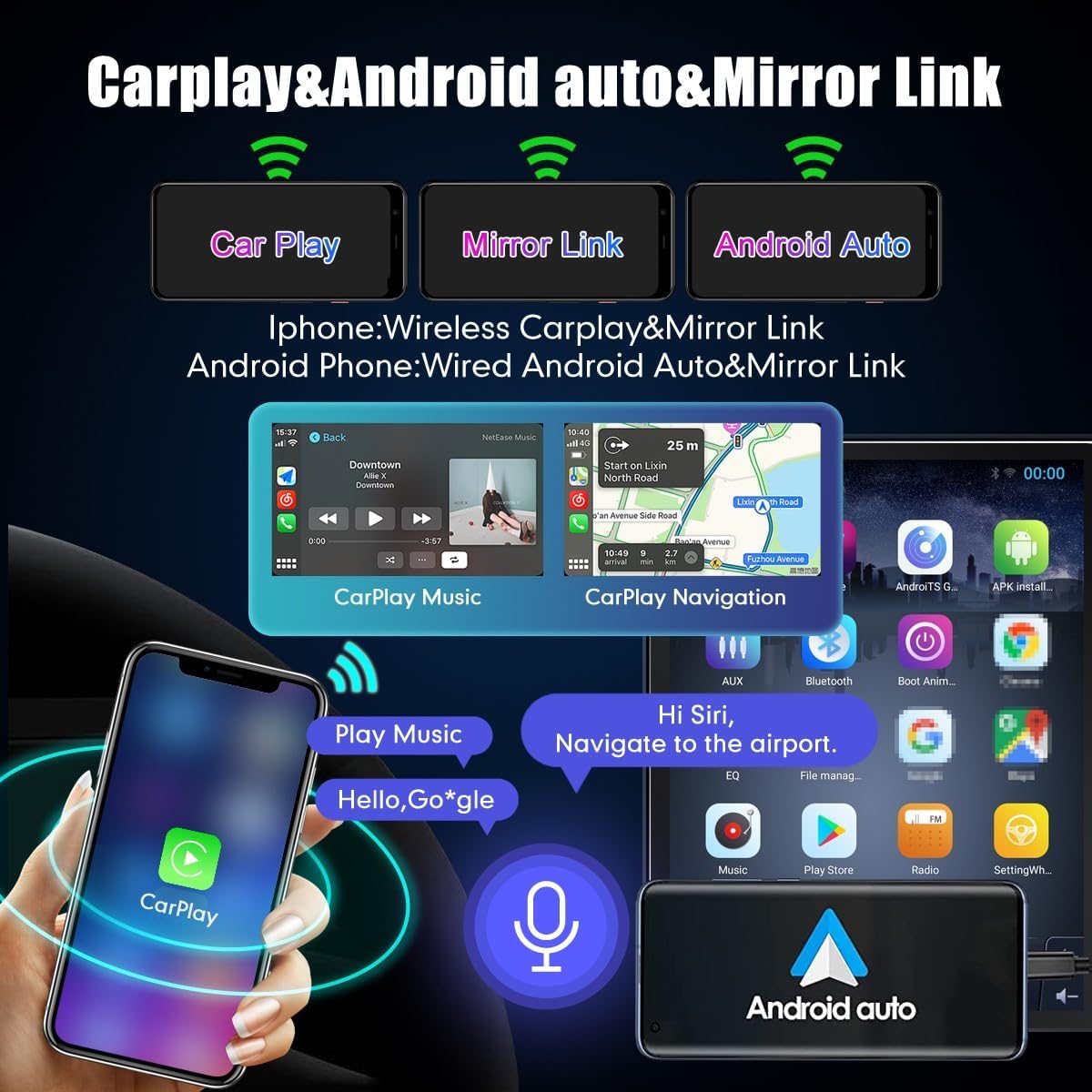 Kunfine Tesla Style Car CarPlay Android Auto Navigation Stereo GPS Radio Reverse Camera 9.7" IPS Touchscreen Headunit Tablet Media Player For Peugeot 301 13-22, if Applicable Octa Core 2G+32G Advanced