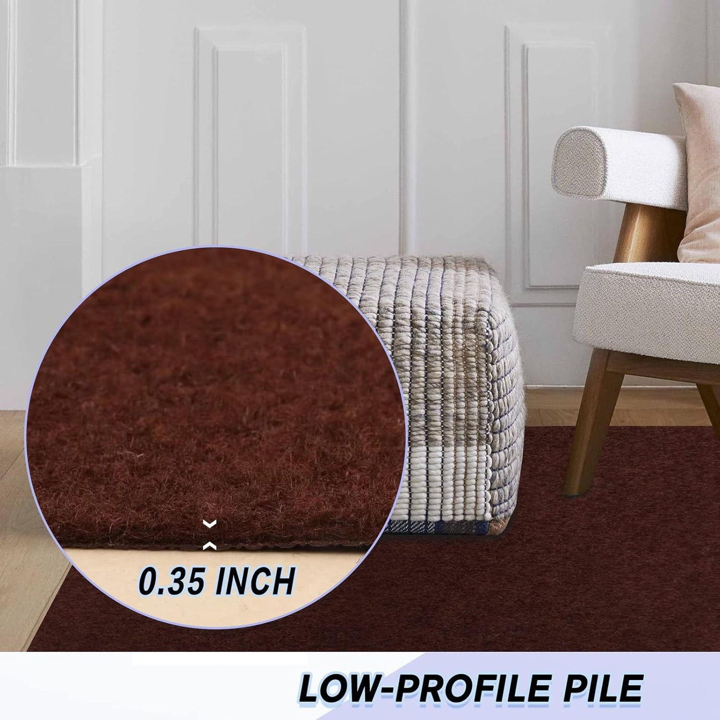 Custom Size Backed Non-Slip Area Rugs Runner, Easy Clean, Waterproof Runner Rugs for Hallway Entryway, Kitchen, Laundry, 4FT x 82FT, Brown