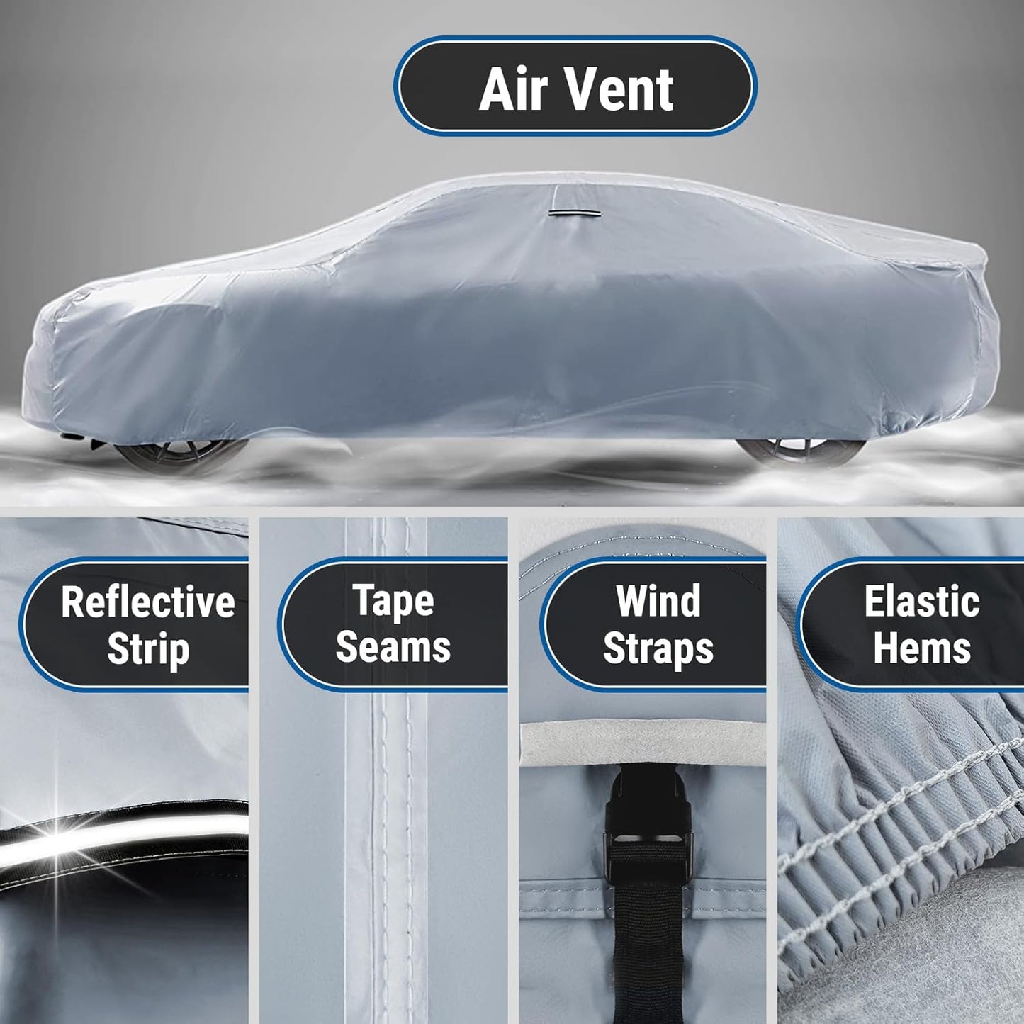 iCarCover Custom Car Cover for Buick Electra (1977-1984) Waterproof All-Weather Rain Snow UV Sun Protector Full Exterior Indoor Outdoor Car Cover (Stripe - Gray/Black)